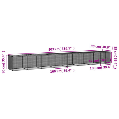 vidaXL Chicken Cage with Roof Light Grey 803x98x90 cm Galvanised Steel