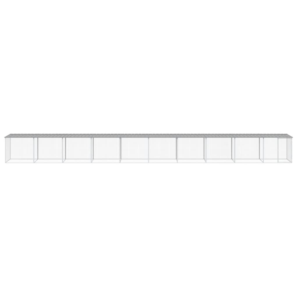 vidaXL Chicken Cage with Roof Light Grey 1003x98x90cm Galvanised Steel
