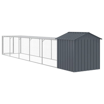 vidaXL Chicken Cage with Run Anthracite 117x609x123 cm Galvanised Steel
