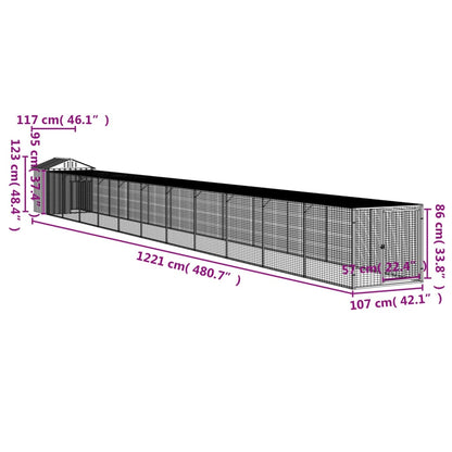 vidaXL Chicken Cage with Run Anthracite 117x1221x123 cm