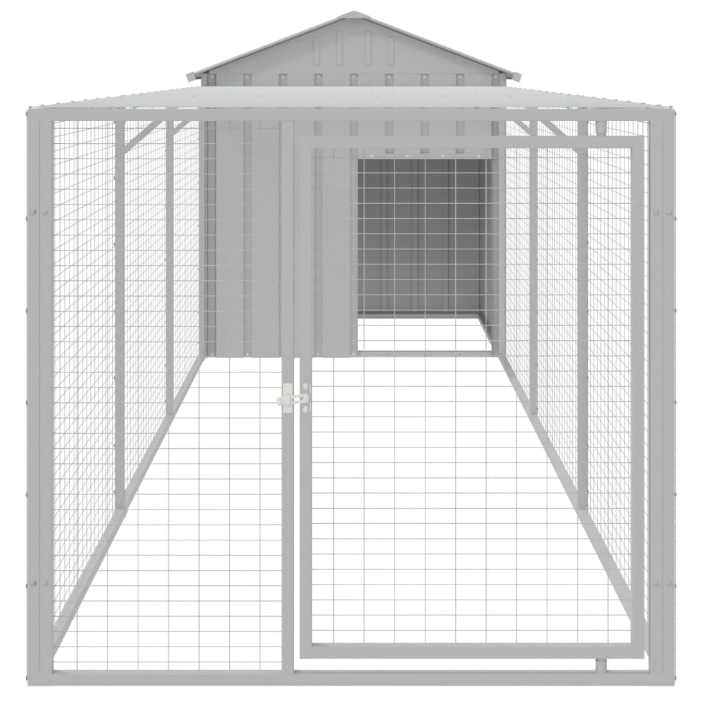 vidaXL Chicken Cage with Run Light Grey 117x405x123cm Galvanised Steel