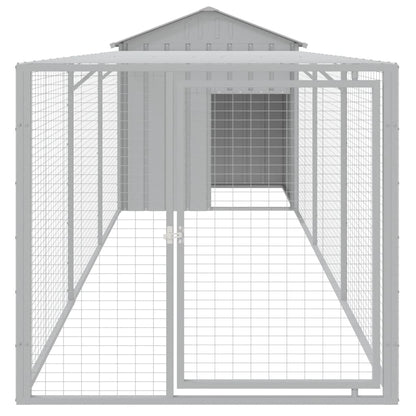 vidaXL Chicken Cage with Run Light Grey 117x405x123cm Galvanised Steel
