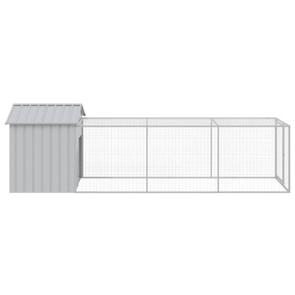 vidaXL Chicken Cage with Run Light Grey 117x405x123cm Galvanised Steel