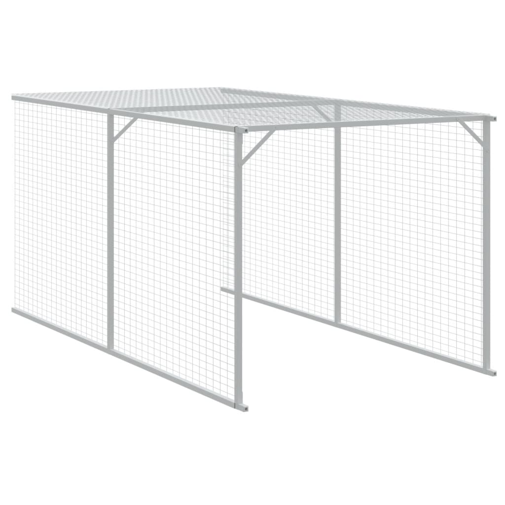 vidaXL Chicken Cage with Run Light Grey 117x405x123cm Galvanised Steel