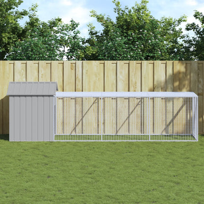 vidaXL Chicken Cage with Run Light Grey 117x405x123cm Galvanised Steel
