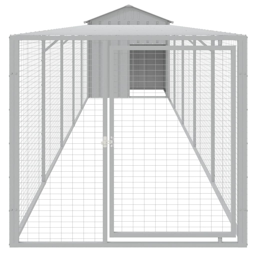 vidaXL Chicken Cage with Run Light Grey 117x609x123cm Galvanised Steel