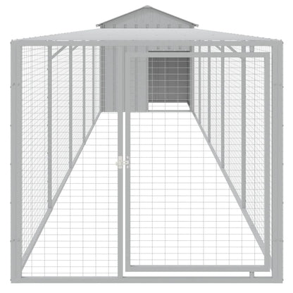 vidaXL Chicken Cage with Run Light Grey 117x609x123cm Galvanised Steel