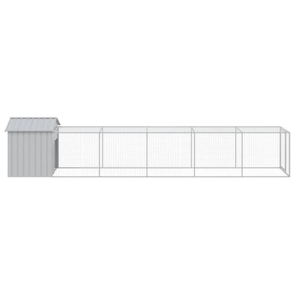 vidaXL Chicken Cage with Run Light Grey 117x609x123cm Galvanised Steel