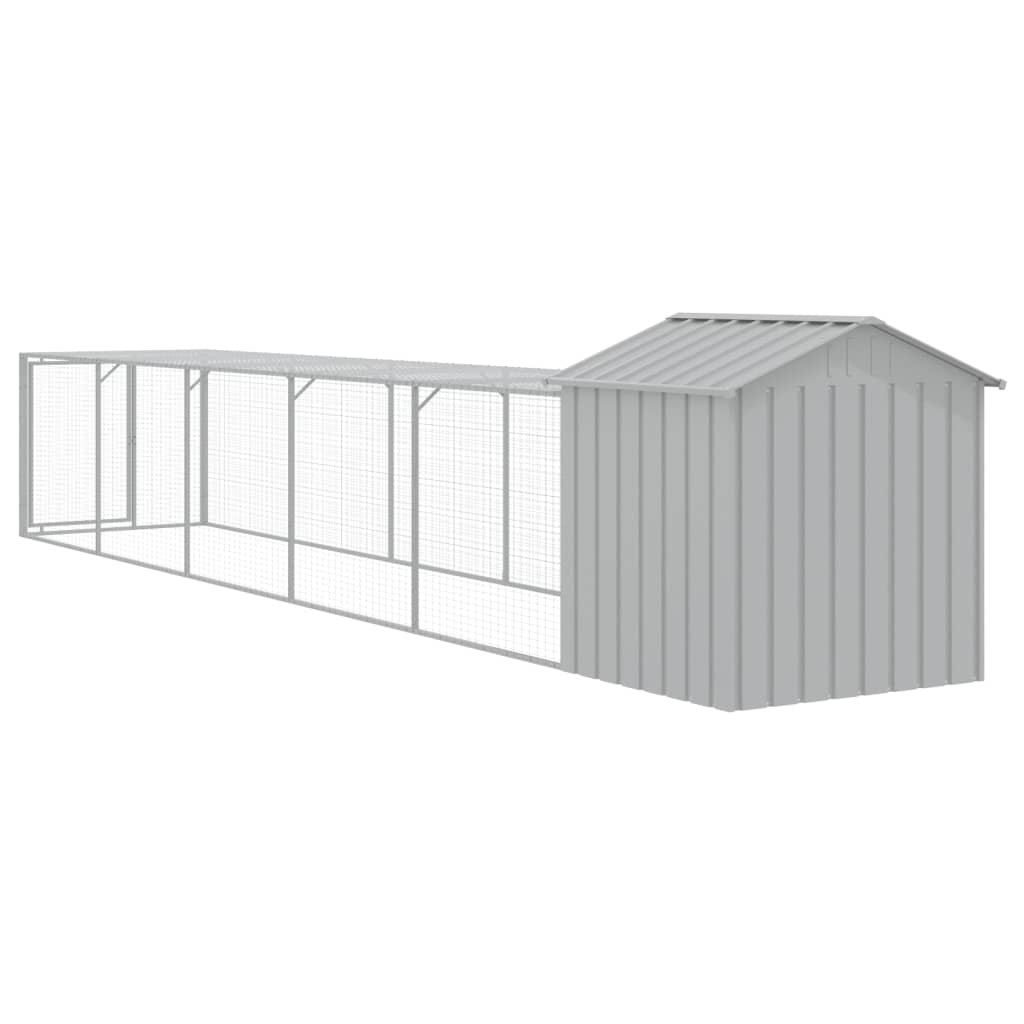 vidaXL Chicken Cage with Run Light Grey 117x609x123 cm Galvanised Steel