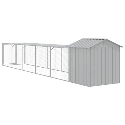 vidaXL Chicken Cage with Run Light Grey 117x609x123cm Galvanised Steel