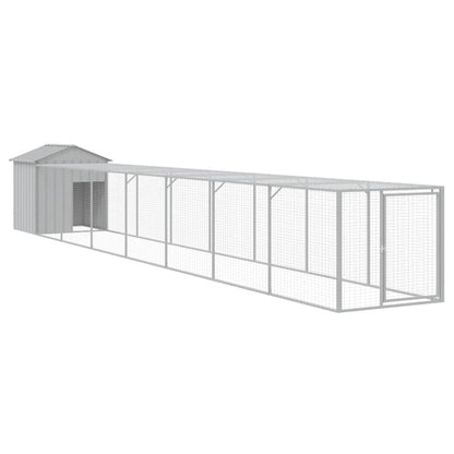vidaXL Chicken Cage with Run Light Grey 117x813x123cm Galvanised Steel