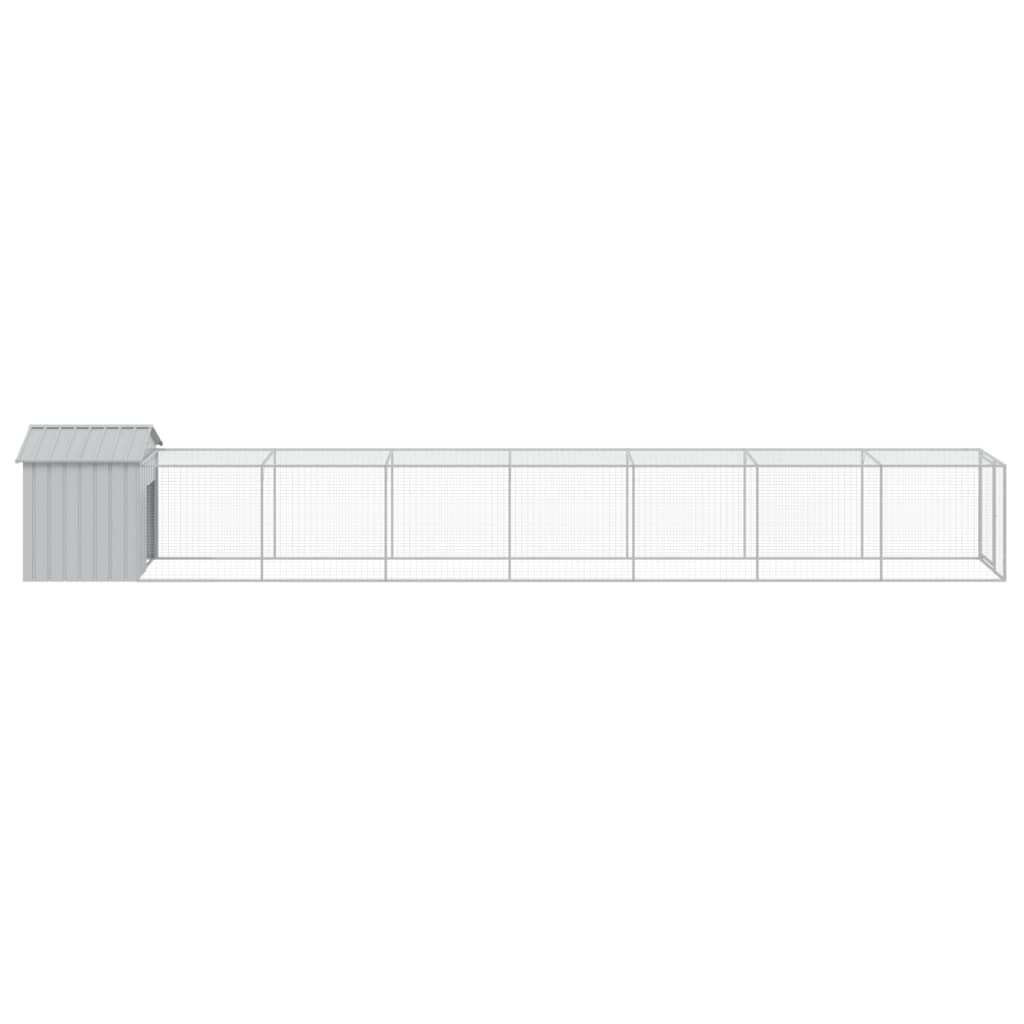 vidaXL Chicken Cage with Run Light Grey 117x813x123cm Galvanised Steel