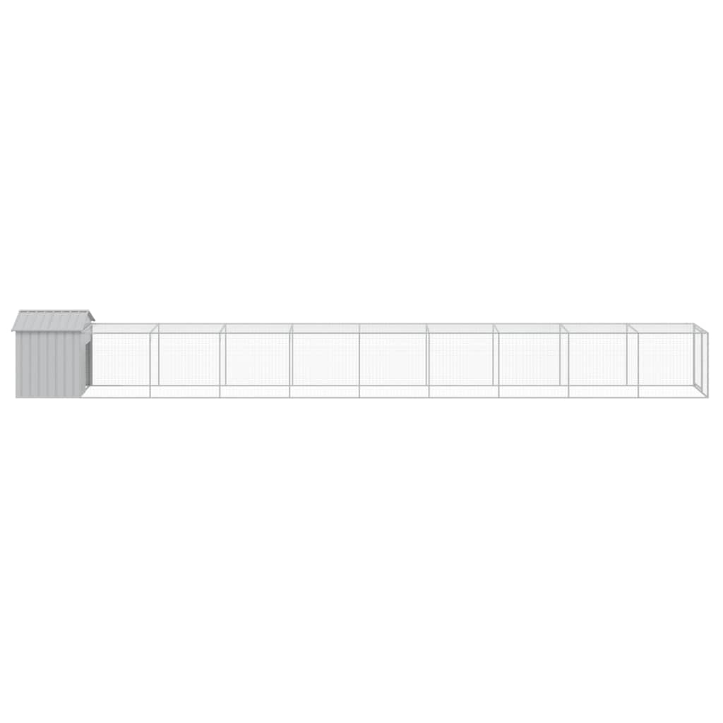 vidaXL Chicken Cage with Run Light Grey 117x1017x123 cm Galvanised Steel
