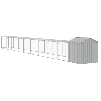 vidaXL Chicken Cage with Run Light Grey 117x1017x123 cm Galvanised Steel