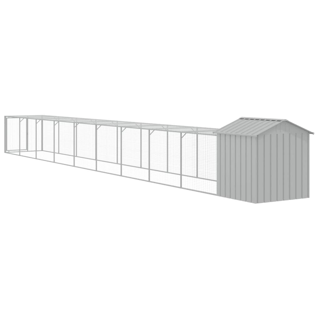 vidaXL Chicken Cage with Run Light Grey 117x1017x123 cm
