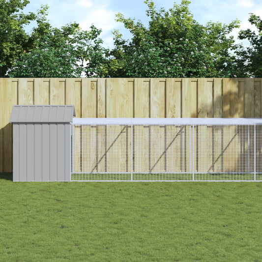 vidaXL Chicken Cage with Run Light Grey 117x1017x123 cm Galvanised Steel