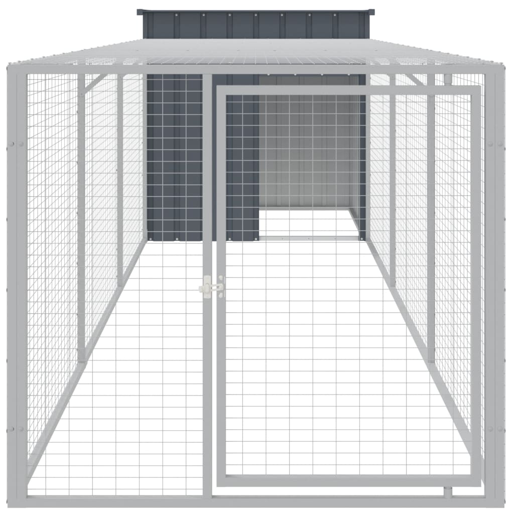 vidaXL Chicken Cage with Run Anthracite 110x405x110cm Galvanised Steel