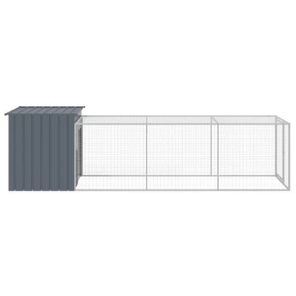 vidaXL Chicken Cage with Run Anthracite 110x405x110cm Galvanised Steel