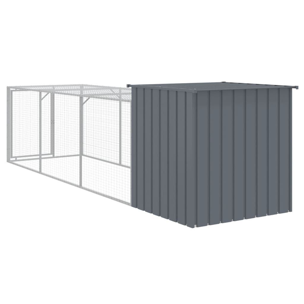 vidaXL Chicken Cage with Run Anthracite 110x405x110cm Galvanised Steel