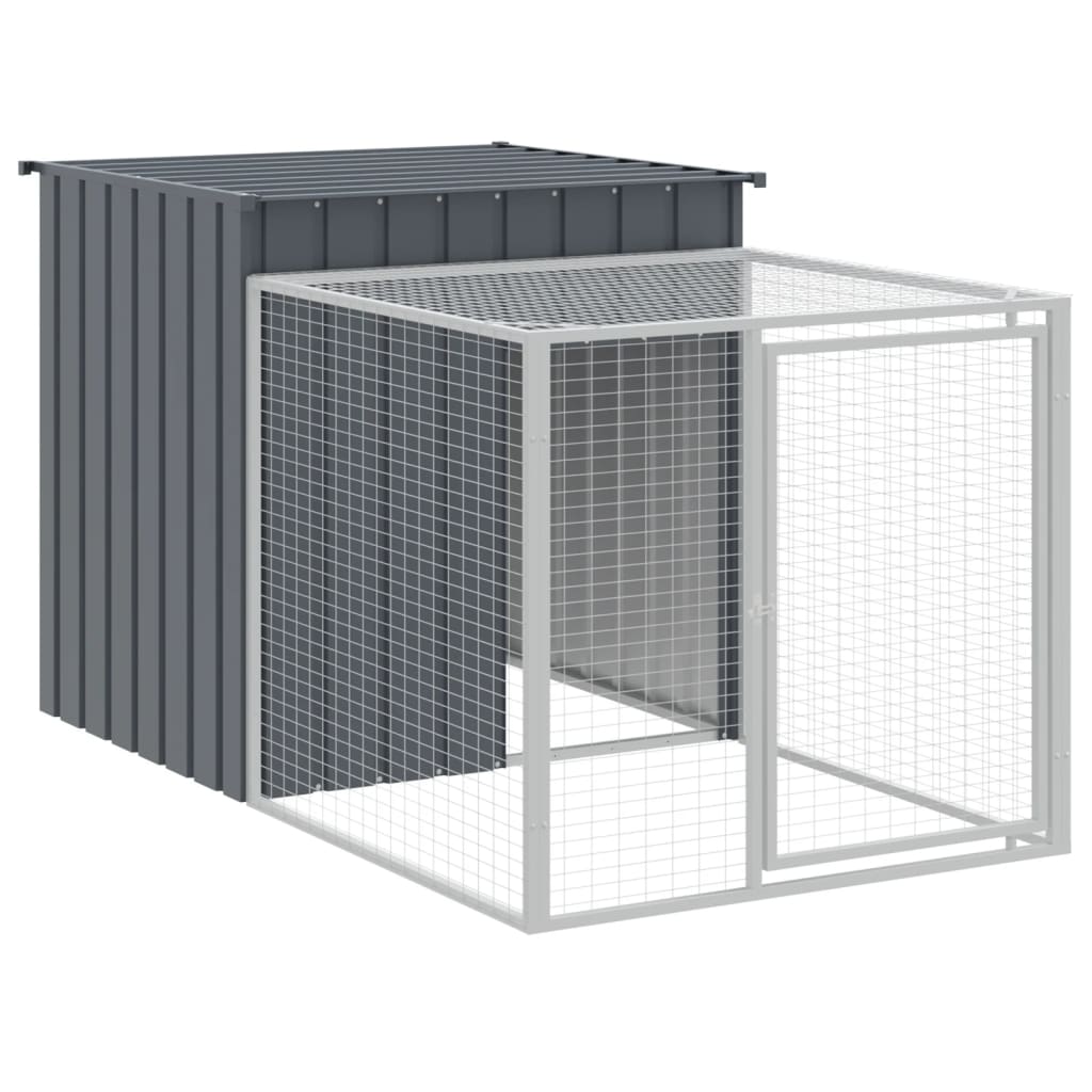 vidaXL Chicken Cage with Run Anthracite 110x405x110 cm Galvanised Steel