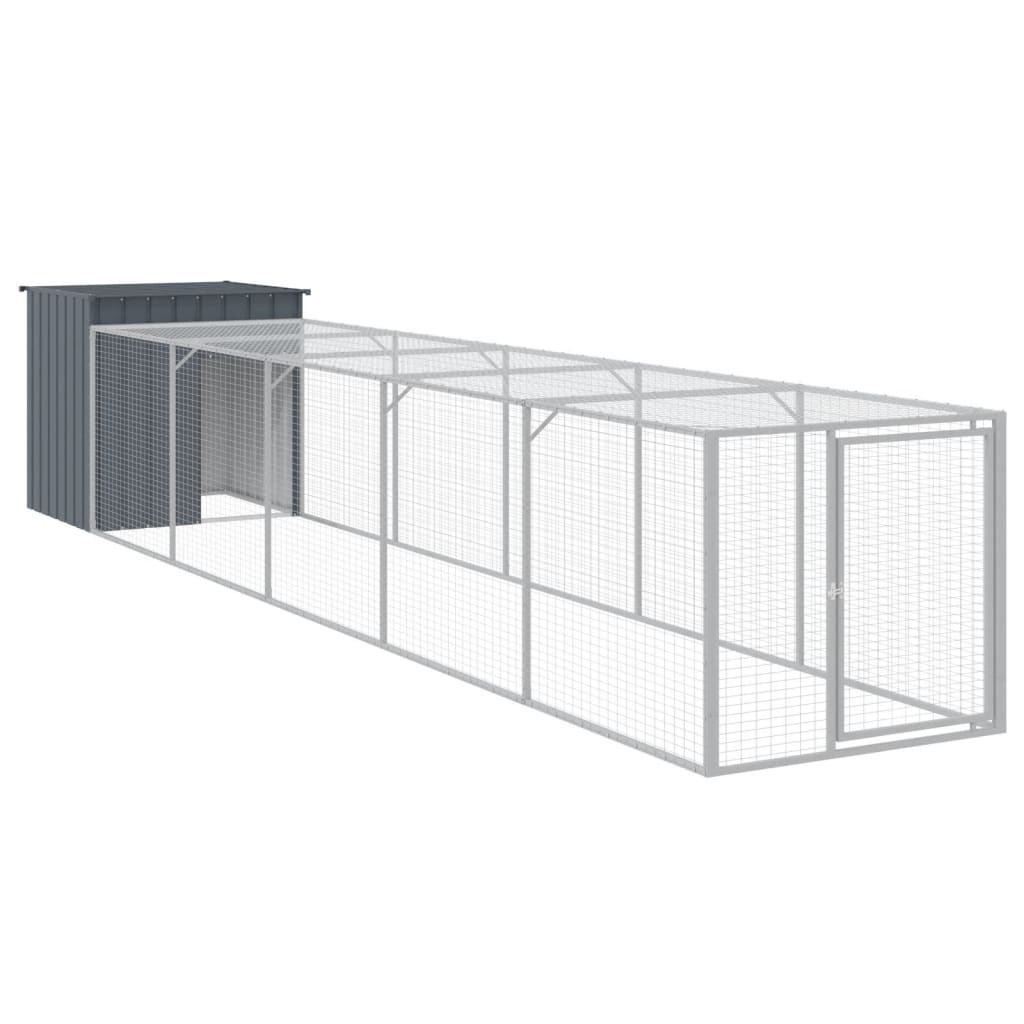 vidaXL Chicken Cage with Run Anthracite 110x609x110cm Galvanised Steel