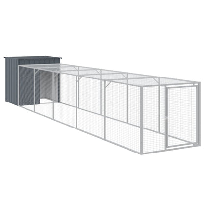 vidaXL Chicken Cage with Run Anthracite 110x609x110cm Galvanised Steel