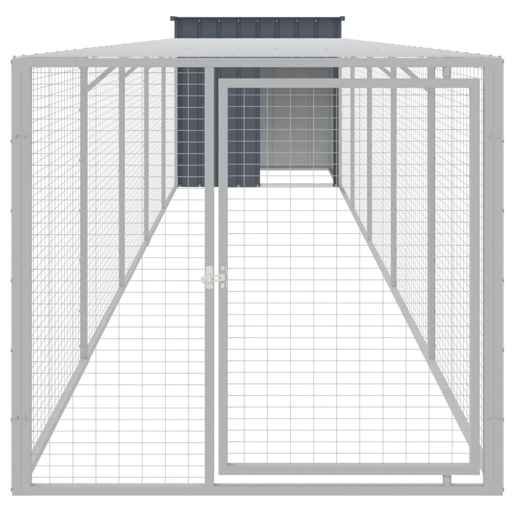 vidaXL Chicken Cage with Run Anthracite 110x609x110 cm Galvanised Steel