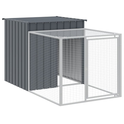 vidaXL Chicken Cage with Run Anthracite 110x609x110cm Galvanised Steel