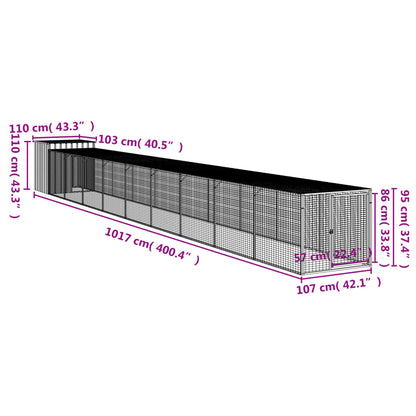vidaXL Chicken Cage with Run Anthracite 110x1017x110 cm Galvanised Steel