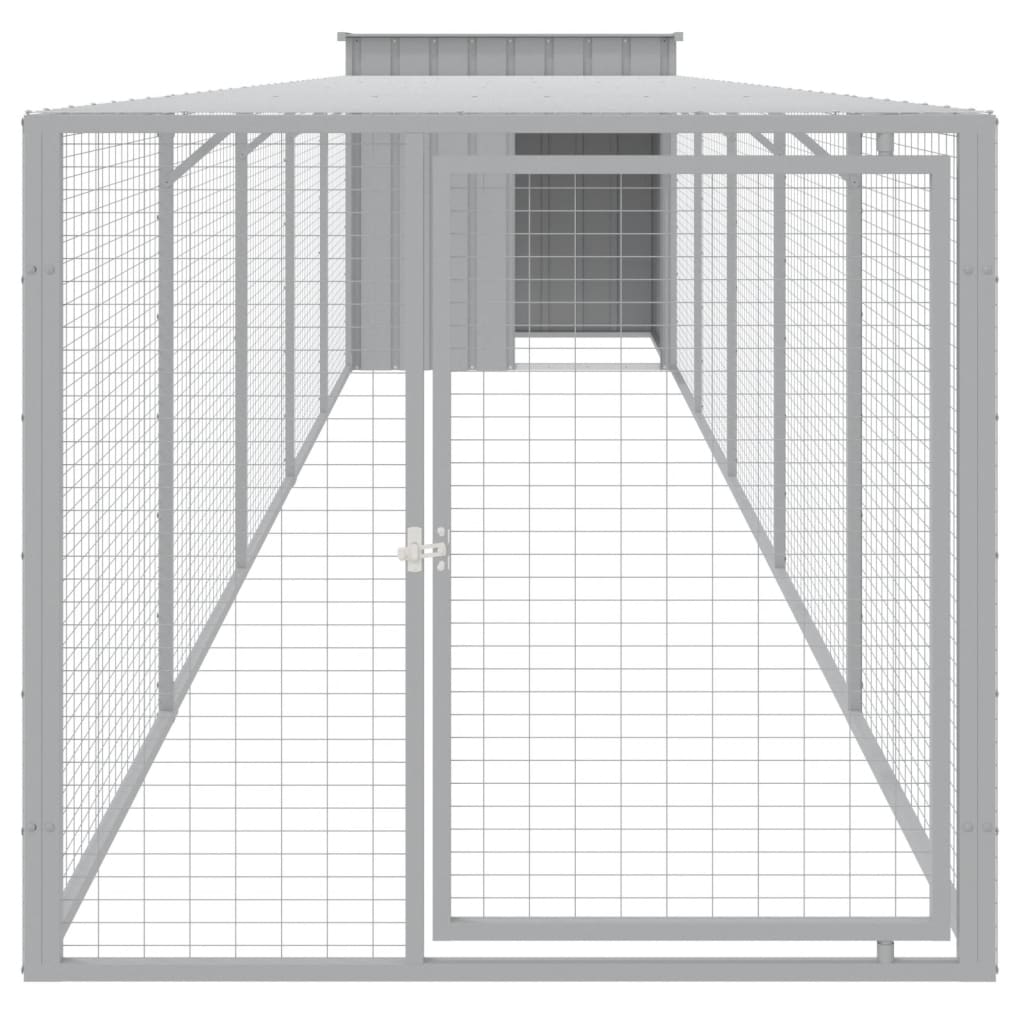 vidaXL Chicken Cage with Run Light Grey 110x609x110cm Galvanised Steel