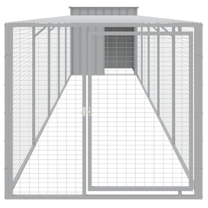 vidaXL Chicken Cage with Run Light Grey 110x609x110cm Galvanised Steel