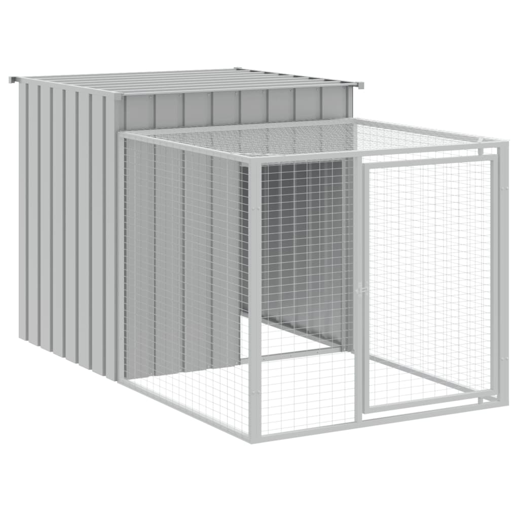vidaXL Chicken Cage with Run Light Grey 110x609x110cm Galvanised Steel