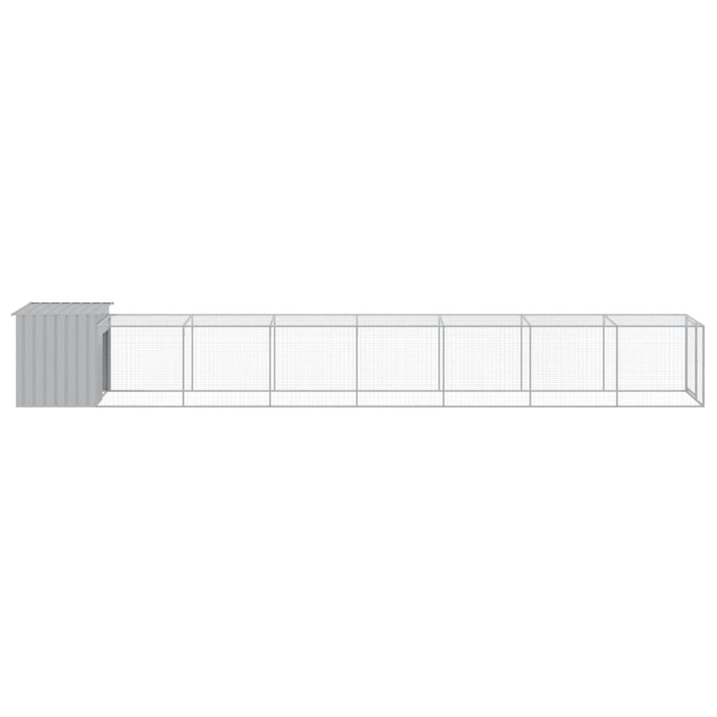 vidaXL Chicken Cage with Run Light Grey 110x813x110cm Galvanised Steel