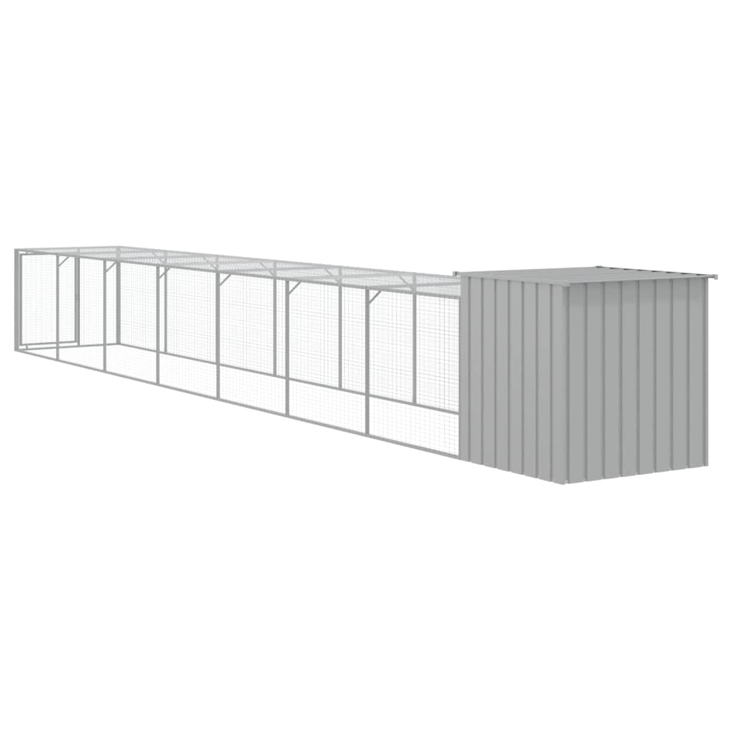 vidaXL Chicken Cage with Run Light Grey 110x813x110cm Galvanised Steel