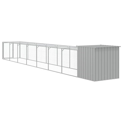 vidaXL Chicken Cage with Run Light Grey 110x813x110cm Galvanised Steel