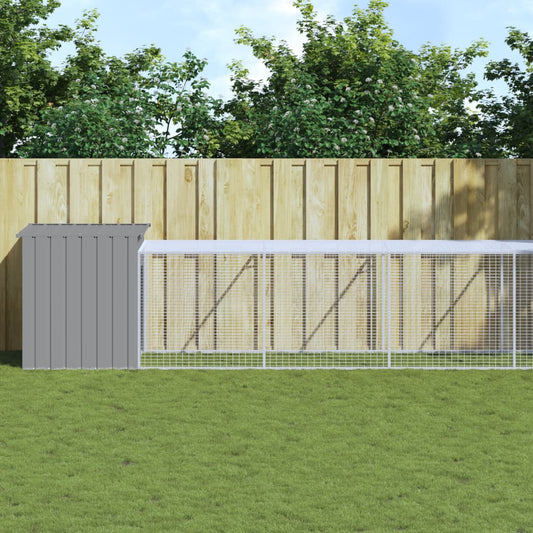 vidaXL Chicken Cage with Run Light Grey 110x813x110 cm Galvanised Steel