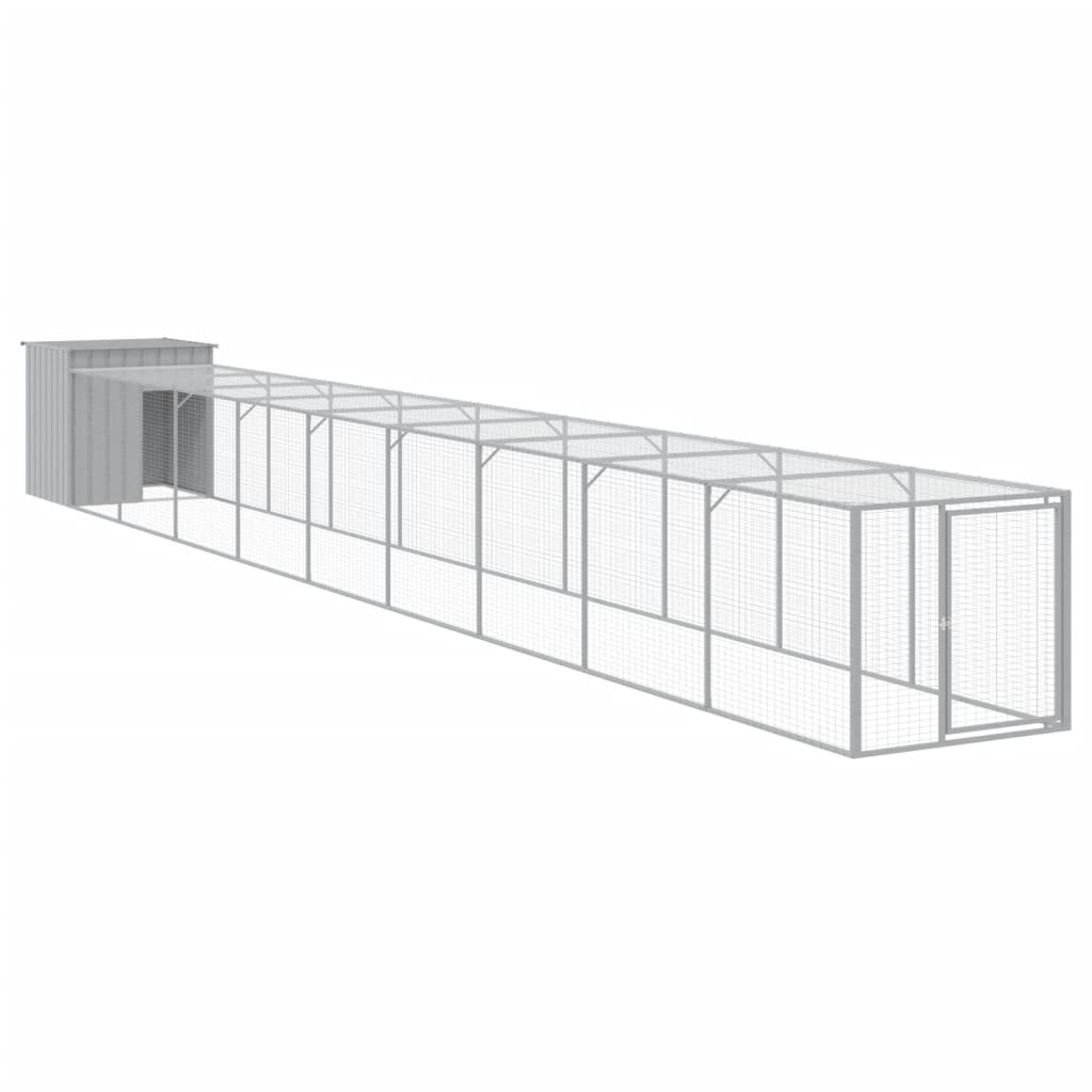 vidaXL Chicken Cage with Run Light Grey 110x1017x110 cm