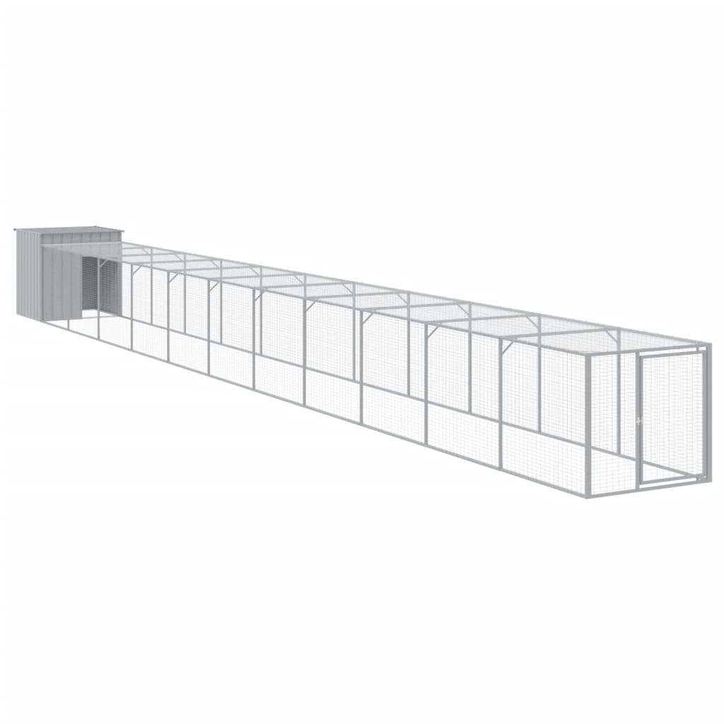 vidaXL Chicken Cage with Run Light Grey 110x1221x110 cm