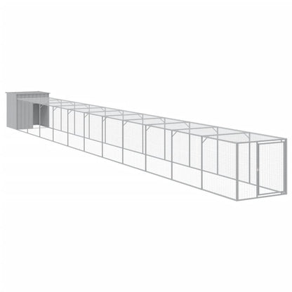 vidaXL Chicken Cage with Run Light Grey 110x1221x110 cm