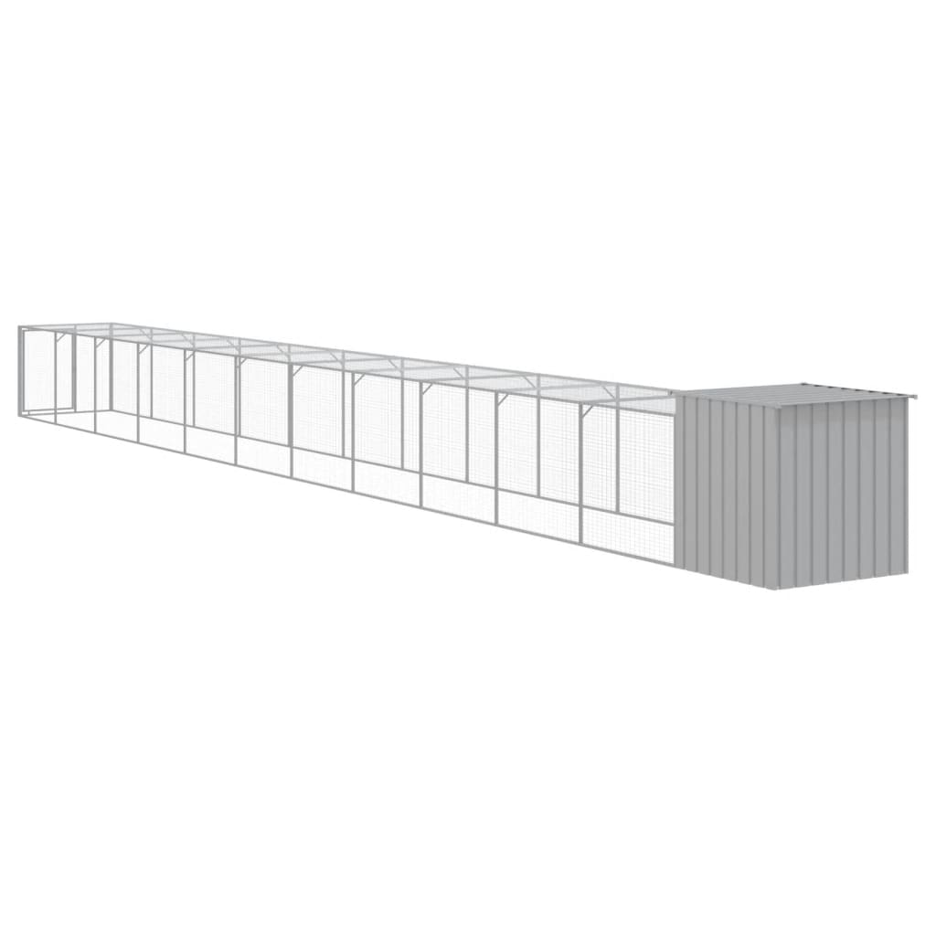 vidaXL Chicken Cage with Run Light Grey 110x1221x110 cm