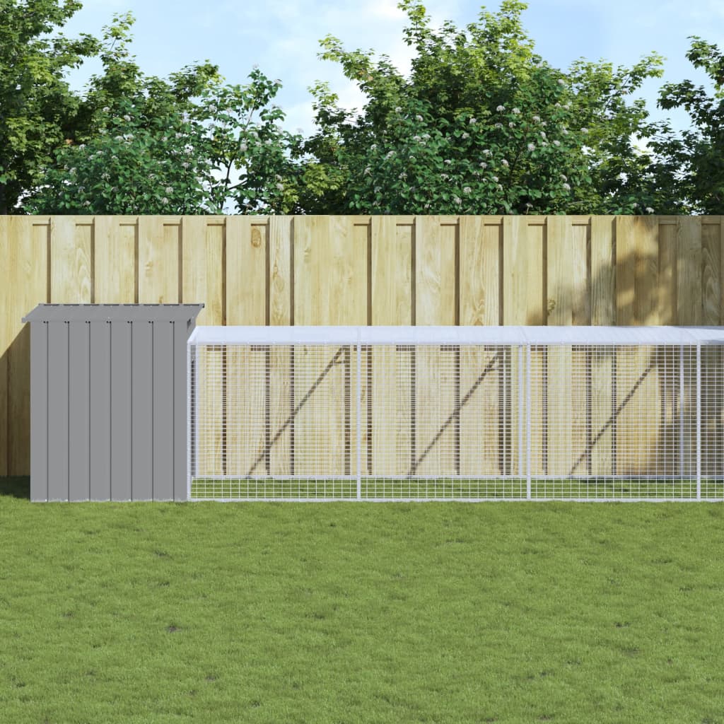 vidaXL Chicken Cage with Run Light Grey 110x1221x110 cm