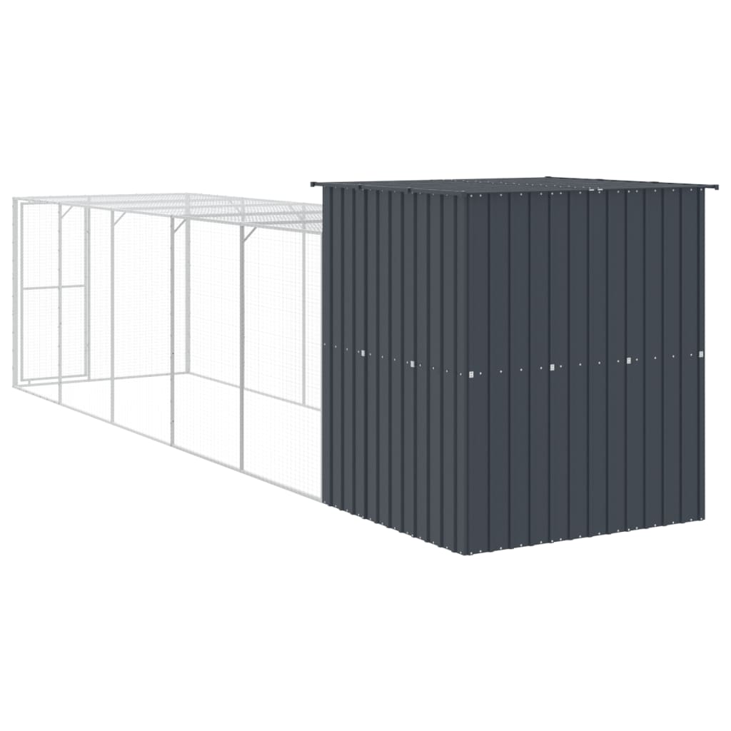 vidaXL Chicken Cage with Run Anthracite 165x659x181 cm Galvanised Steel