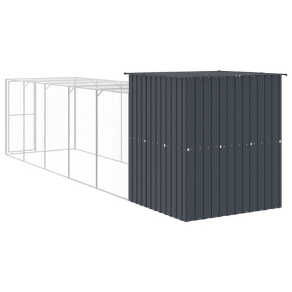 vidaXL Chicken Cage with Run Anthracite 165x659x181 cm Galvanised Steel