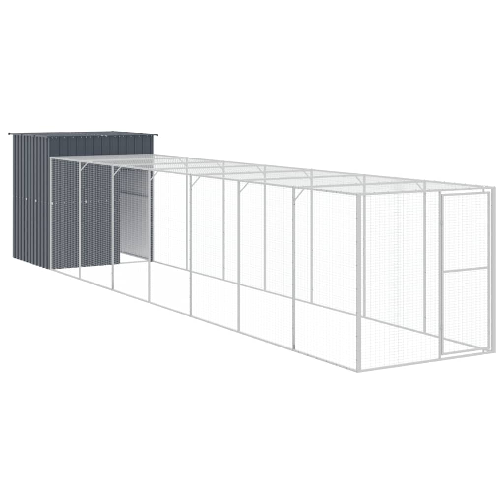 vidaXL Chicken Cage with Run Anthracite 165x863x181 cm Galvanised Steel
