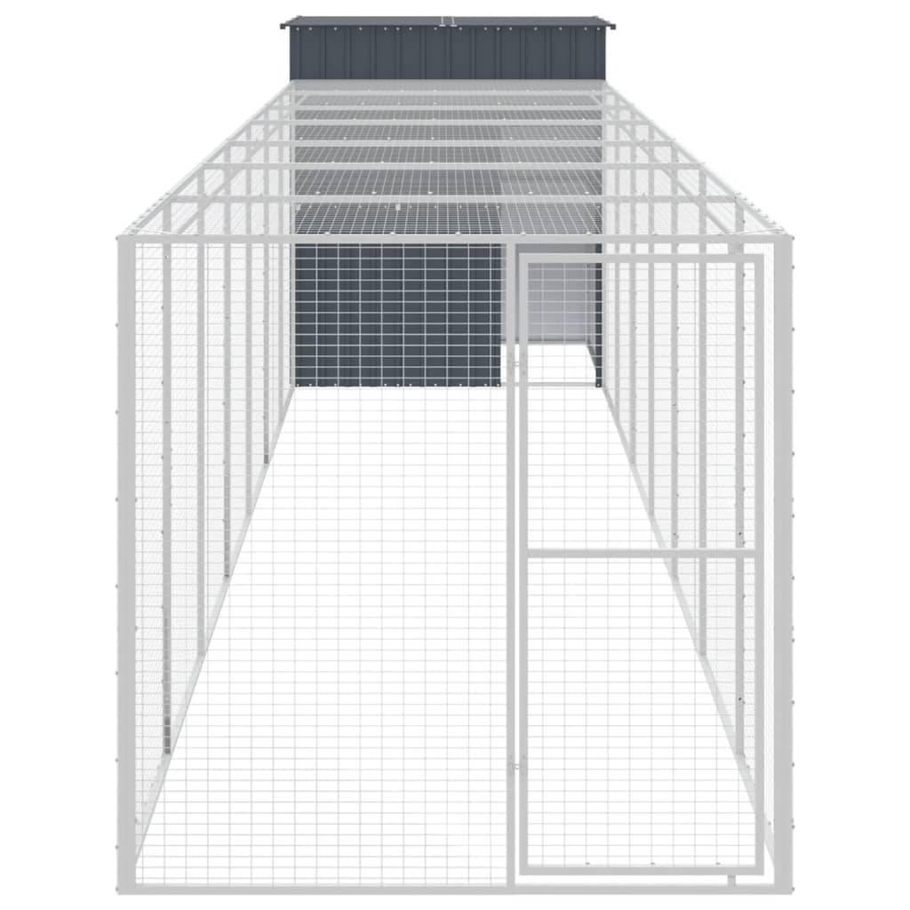 vidaXL Chicken Cage with Run Anthracite 165x863x181 cm Galvanised Steel