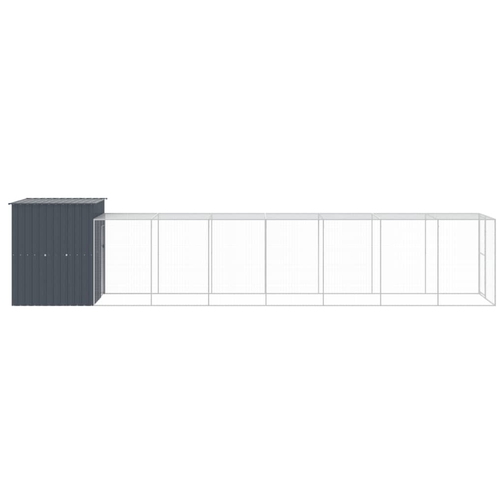 vidaXL Chicken Cage with Run Anthracite 165x863x181 cm Galvanised Steel