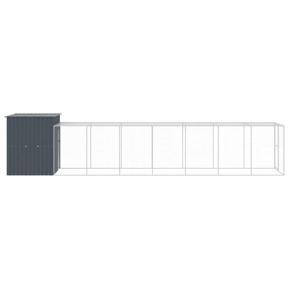 vidaXL Chicken Cage with Run Anthracite 165x863x181 cm Galvanised Steel