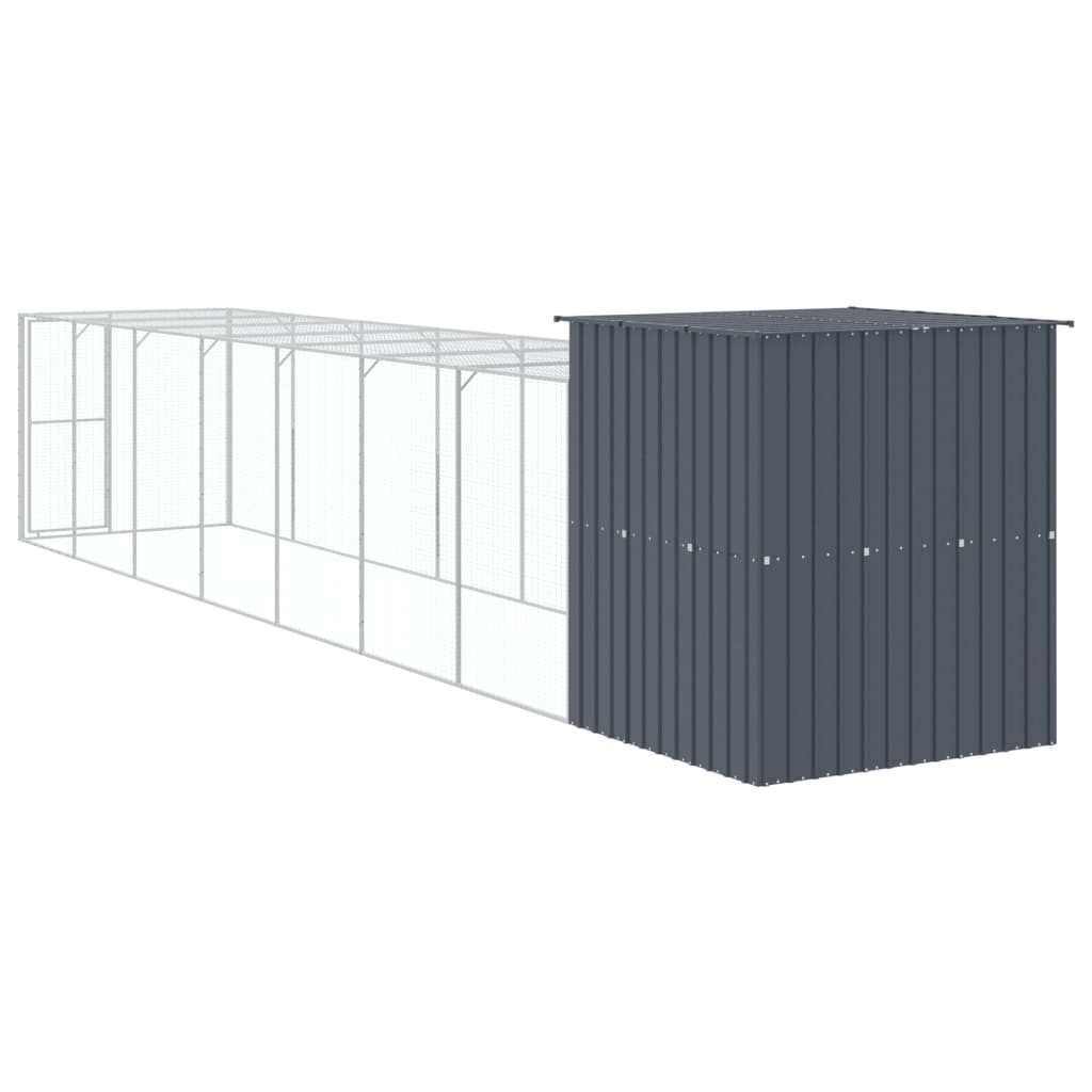vidaXL Chicken Cage with Run Anthracite 165x863x181 cm Galvanised Steel