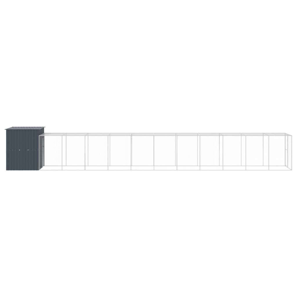 vidaXL Chicken Cage with Run Anthracite 165x1271x181 cm Galvanised Steel