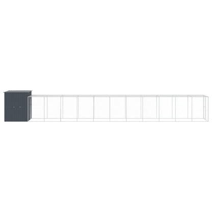 vidaXL Chicken Cage with Run Anthracite 165x1271x181 cm Galvanised Steel